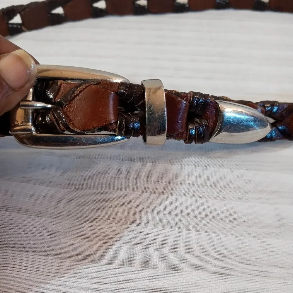 Braided Made In India Leather Belt With Brass Buckle ML